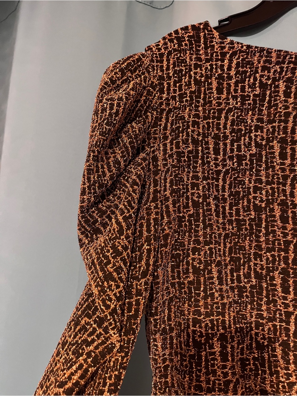 Lulu's Black and Copper Metallic Ruched party dress - Picture 5 of 6